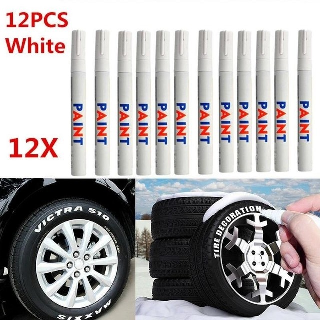 12pcs/set White Waterproof Rubber Permanent Paint Marker Pen Car